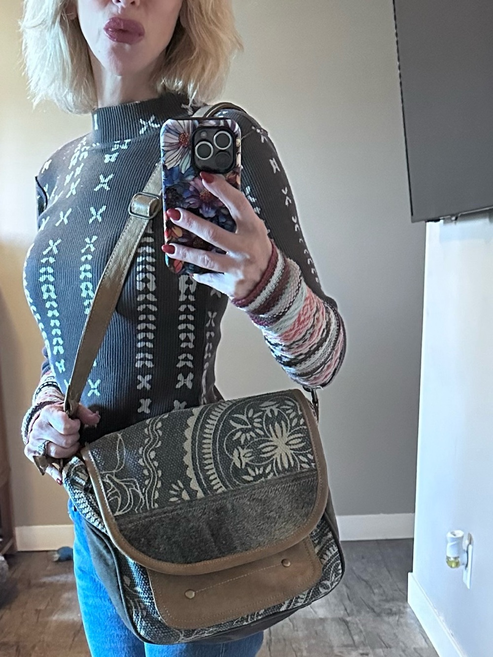 Myra Bag Olive Green and Tan Boho Crossbody Messenger